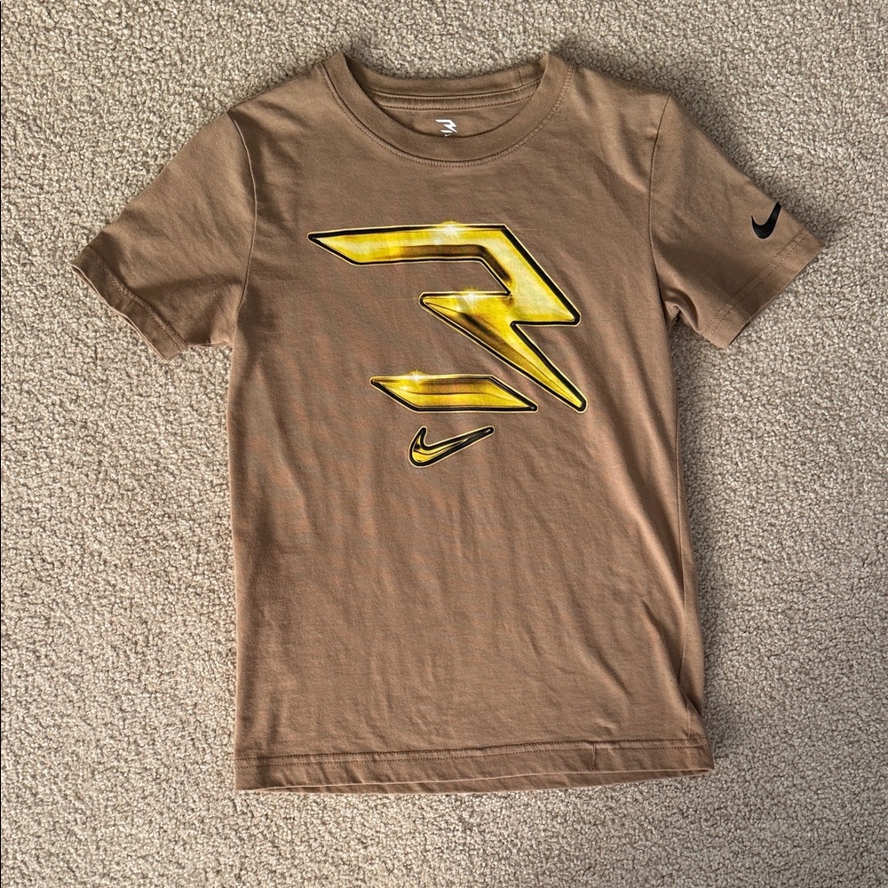 Nike Kids 3 Brand Tan Tee with Yellow Graphic